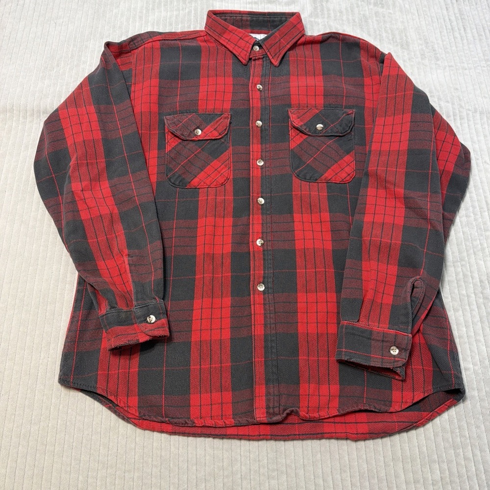 Vintage Five Brother Tallman Flannel Shirt Mens XL Tall Heavy Logger Cotton Red